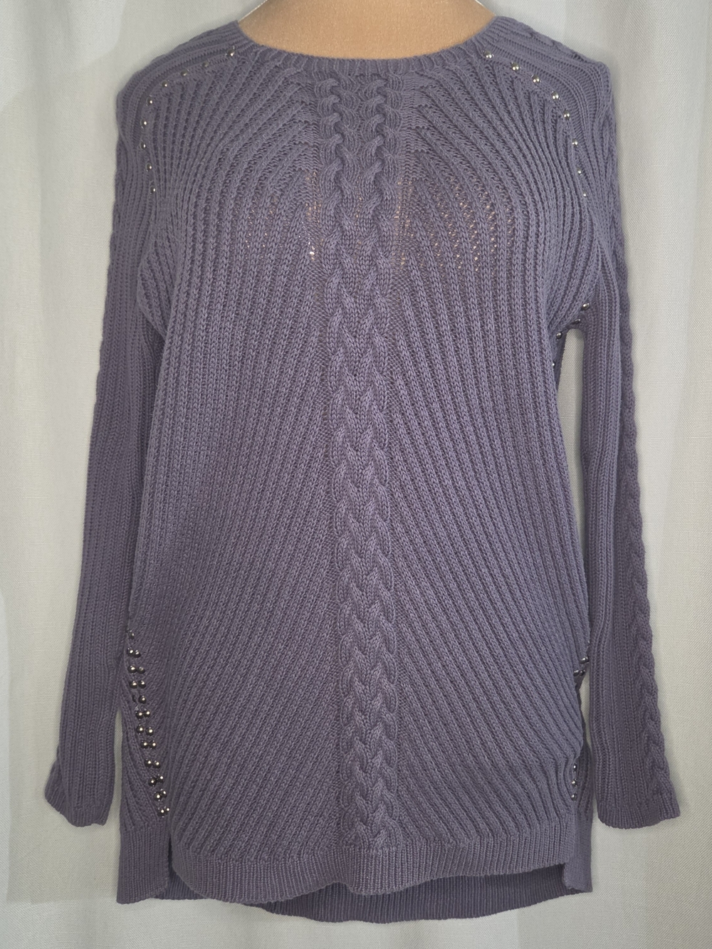 Philosophy Women’s Lavender Cable Knit Sweater with Stud Detail Size 0X